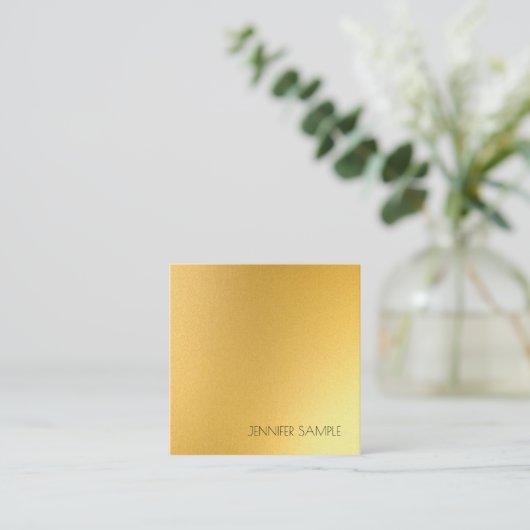 Modern Elegant Goud Eenvoudig Glam Sjabloon Luxe Vierkante Visitekaartje (Staand voorkant)