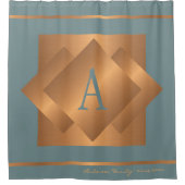 Modern elegant goud en blauw monogram trendy douchegordijn (Voorkant)