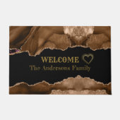 Modern Elegant Goud en Bruine Agaat Welkom Deurmat (Voorkant)
