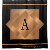 Modern elegant goud en zwart monogram trendy douchegordijn (Voorkant)