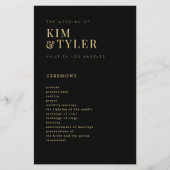 Modern elegant goud en zwart trouwprogramma flyer (Voorkant)