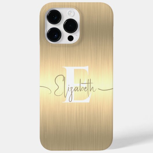 Modern Elegant Goud Geborsteld Metallic Monogramme Case-Mate iPhone Case (Achterkant)
