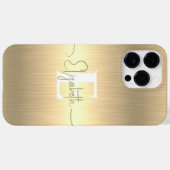 Modern Elegant Goud Geborsteld Metallic Monogramme Case-Mate iPhone Case (Achterkant (horizontaal))