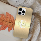 Modern Elegant Goud Geborsteld Metallic Monogramme Case-Mate iPhone Case