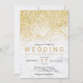 Modern elegant goud glitter wit marmer bruiloft kaart (Voorkant)