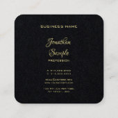 Modern Elegant Goud Hand Script Tekst Premium Zwar Vierkante Visitekaartje (Achterkant)