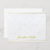 Modern Elegant Goud Handgeschreven Script Text Fla Notitiekaartje (Voorkant / Achterkant)