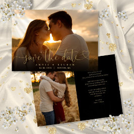 Modern Elegant Goud Hart Script Foto Bruiloft Save The Date