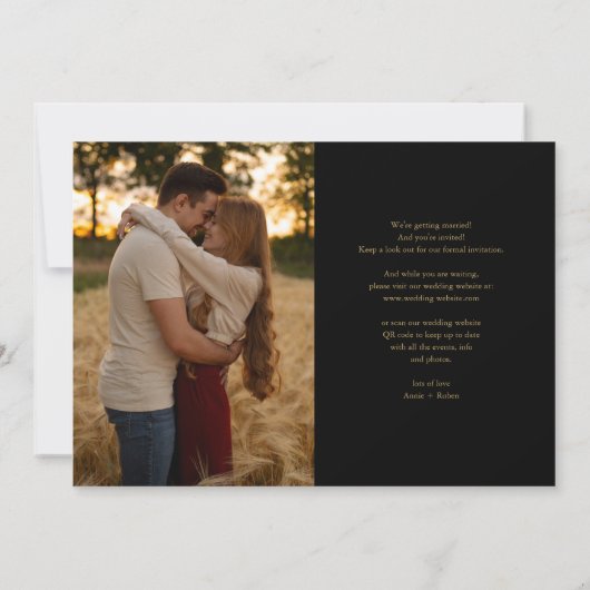 Modern Elegant Goud Hart Script Foto Bruiloft Save The Date (Achterkant)
