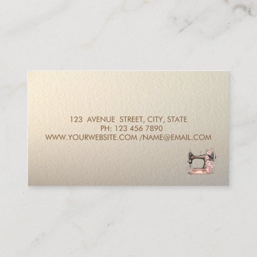 Modern Elegant Goud Lijst, Confetti naaimachine Visitekaartje (Achterkant)