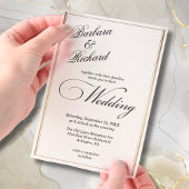 Modern Elegant Goud Lijst Hoesje bruiloft Vellum Uitnodigingen