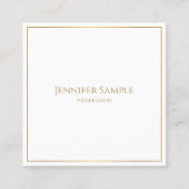 Modern Elegant Goud Lijst Tekst Wit Sjabloon Vierkante Visitekaartje (Voorkant)