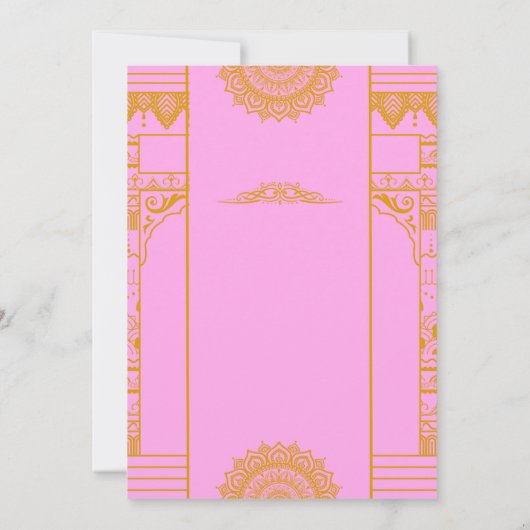 modern Elegant goud mandala Bruiloft roze Kaart (Achterkant)