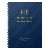 Modern Elegant Goud Monogram Marine Blauw Vierkant Notitieboek (Voorkant)