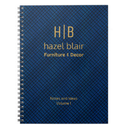 Modern Elegant Goud Monogram Marine Blauw Vierkant Notitieboek