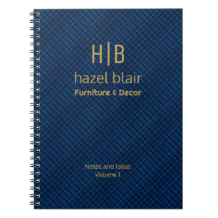 Modern Elegant Goud Monogram Marine Blauw Vierkant Notitieboek