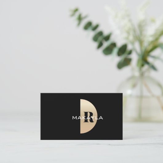 Modern Elegant Goud Monogram QR Code Visitekaartje (Staand voorkant)