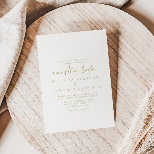 Modern Elegant Goud Nuestra Boda Bruiloft Kaart