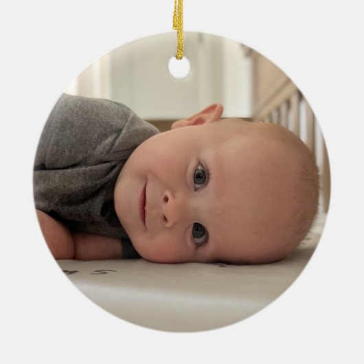 Modern Elegant Goud Script Baby's Eerste Kerstmis Keramisch Ornament (Achterkant)