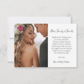 Modern Elegant Goud Script Foto Overlay Bruiloft Bedankkaart (Achterkant)