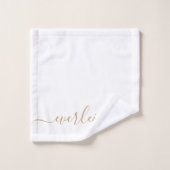 Modern Elegant Goud Script Naam Wit Bad Handdoek (Wasdoekje)