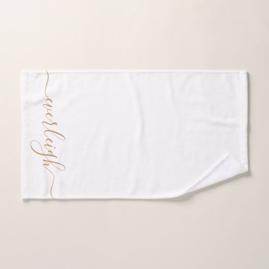 Modern Elegant Goud Script Naam Wit Bad Handdoek (Handdoek)