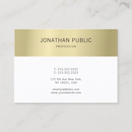 Modern Elegant Goud Wit Eenvoudig Professioneel Visitekaartje (Voorkant)