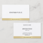 Modern Elegant Goud Wit Eenvoudig Professioneel Visitekaartje (Voorkant / Achterkant)