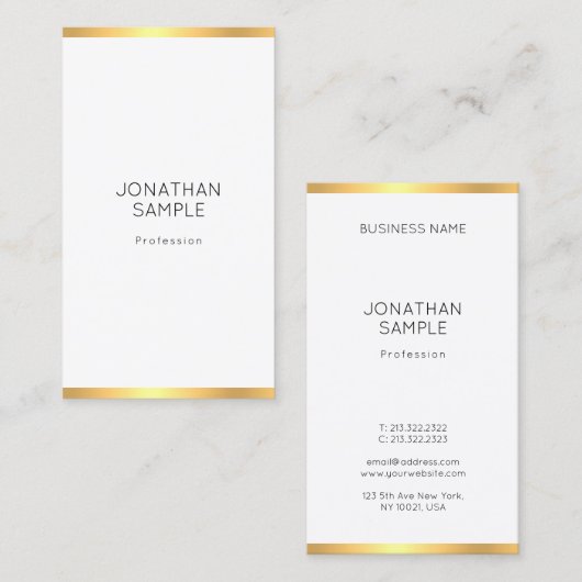Modern Elegant Goud Wit Eenvoudig Professioneel Visitekaartje (Voorkant / Achterkant)