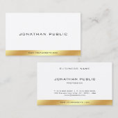 Modern Elegant Goud Wit Eenvoudige Trendy Sjabloon Visitekaartje (Voorkant / Achterkant)