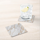 Modern Elegant Goud Wit Marmer Kartonnen Onderzetters (Insitu)