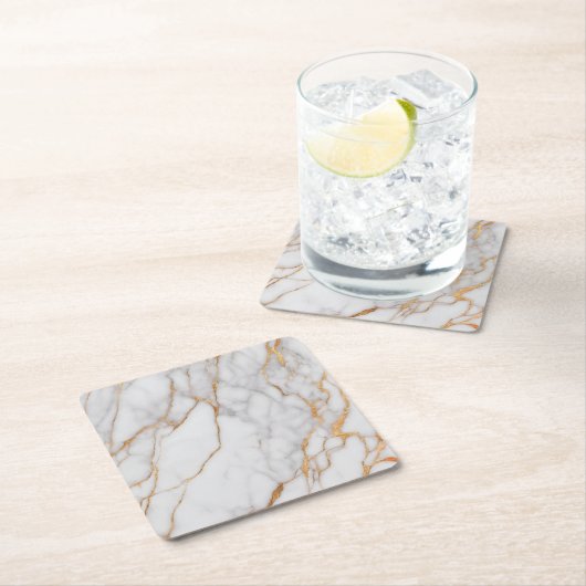 Modern Elegant Goud Wit Marmer Kartonnen Onderzetters (Insitu)