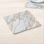 Modern Elegant Goud Wit Marmer Kartonnen Onderzetters (Schuin)