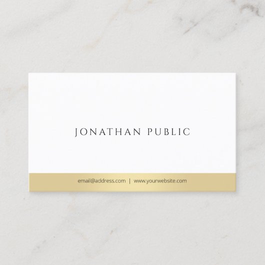 Modern Elegant Goud Wit Professioneel Eenvoudig Visitekaartje (Voorkant)