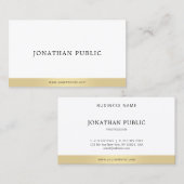 Modern Elegant Goud Wit Professioneel Eenvoudig Visitekaartje (Voorkant / Achterkant)