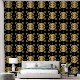 Modern Elegant Goud Zwart Patroon Behang
