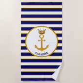 Modern elegant gouden anker & kroon strandlaken (Voorkant)