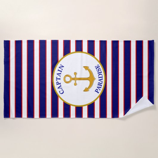 Modern elegant gouden anker strandlaken (Voorkant)