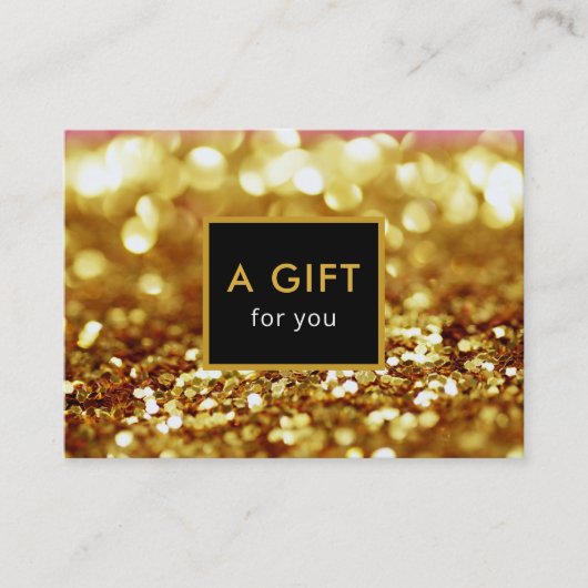 Modern Elegant Gouden Glitter Cadeaubon Kortingskaartje (Voorkant)