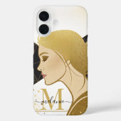 Modern Elegant Gouden Glitter Zwart Monogram Case-Mate iPhone Case (Achterkant)