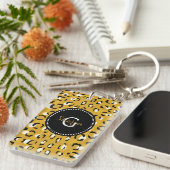 Modern elegant gouden het patroonmonogram van de sleutelhanger (Voorkant Rechts)