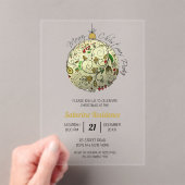 Modern Elegant Gouden Kerst Doodle Ornament Acryl Uitnodigingen (Insitu (Draagbaar))