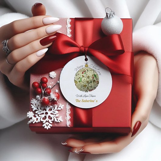 Modern Elegant Gouden Kerst Doodle Ornament Bedankjes Labels