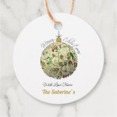 Modern Elegant Gouden Kerst Doodle Ornament Bedankjes Labels (Achterkant)