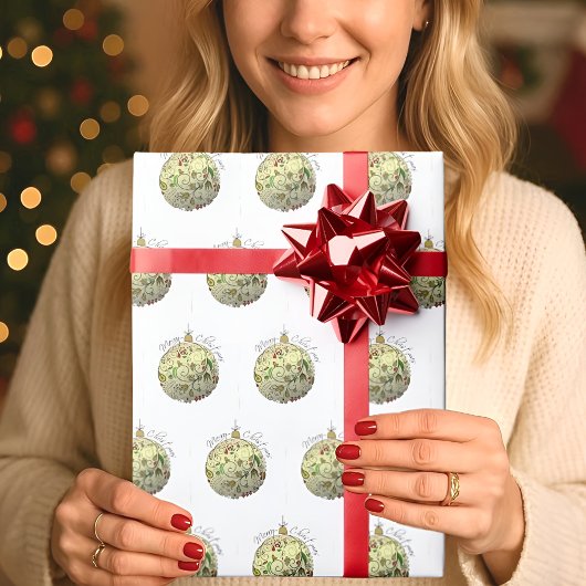 Modern Elegant Gouden Kerst Doodle Ornament Cadeaupapier