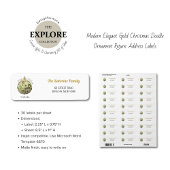 Modern Elegant Gouden Kerst Doodle Ornament Etiket