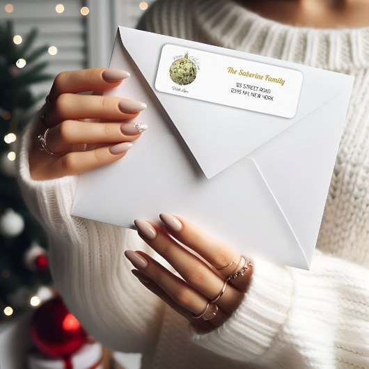 Modern Elegant Gouden Kerst Doodle Ornament Etiket