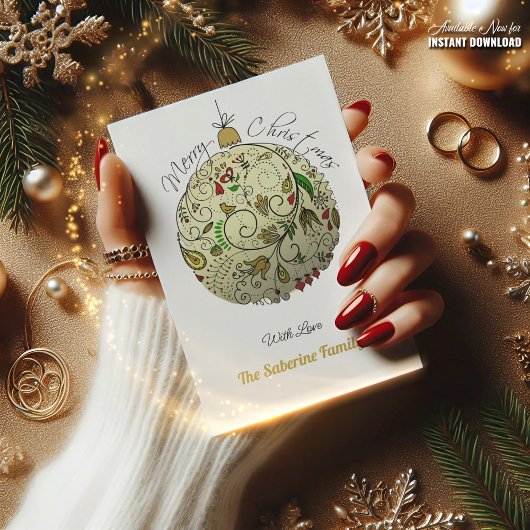 Modern Elegant Gouden Kerst Doodle Ornament Feestdagenkaart