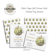 Modern Elegant Gouden Kerst Doodle Ornament Kaart