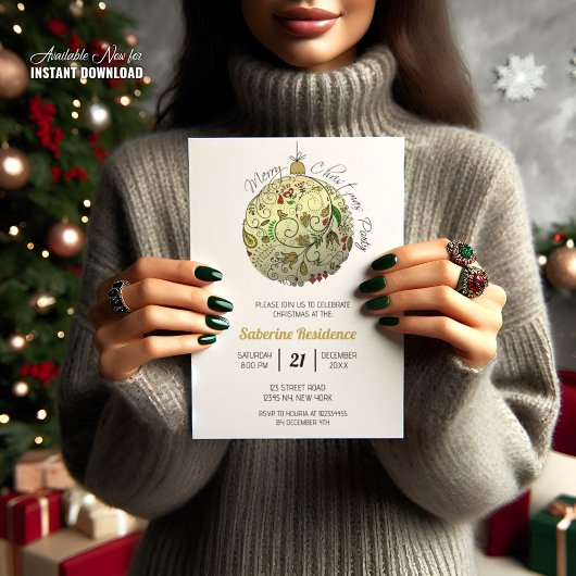 Modern Elegant Gouden Kerst Doodle Ornament Kaart